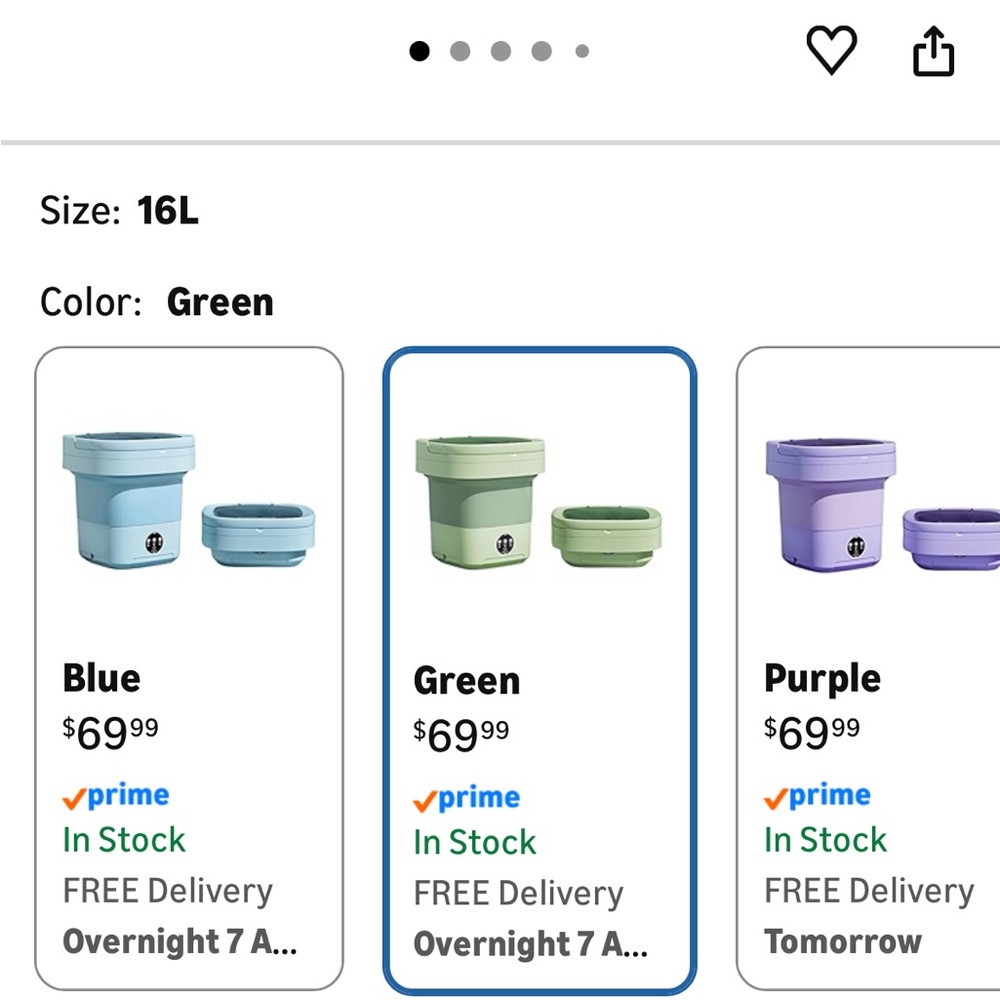 Portable Collapsible Electric Washing Laundry Bucket - Green - Picture 2 of 4